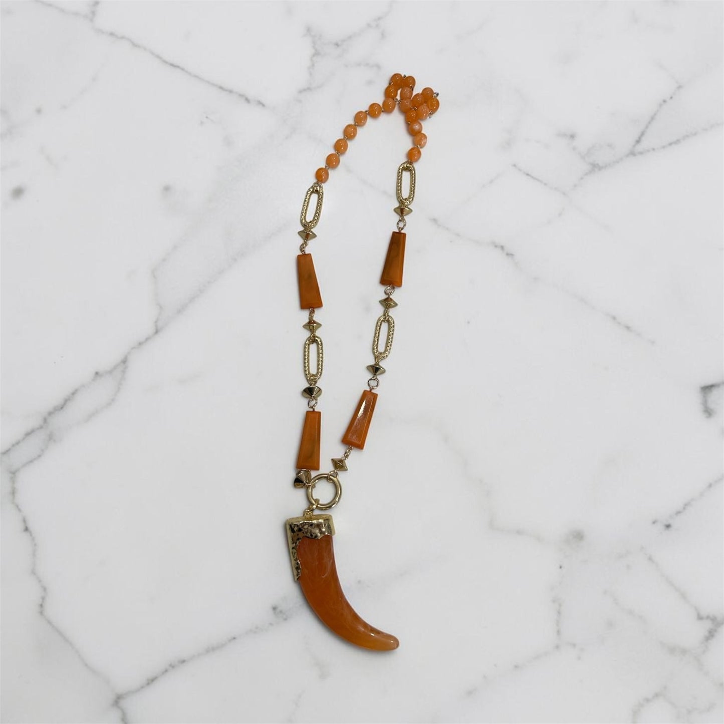 Collana lunga con corno - Rossa