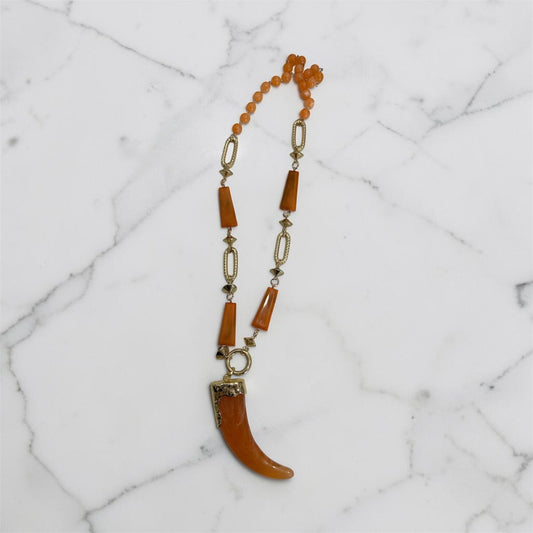 Collana lunga con corno - Rossa