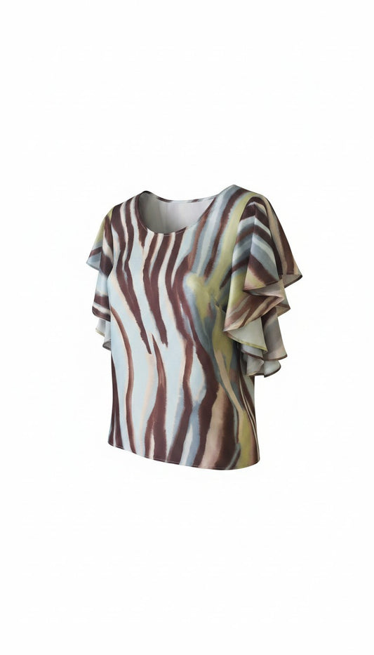Blusa in viscosa con manica a volant
